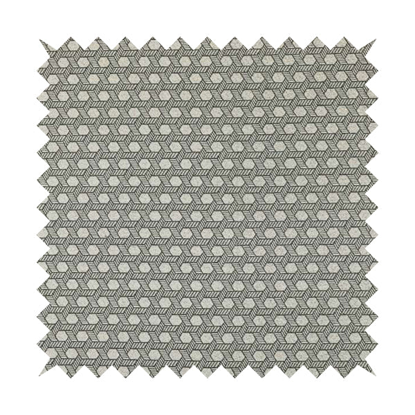 Elemental Collection Geometric Pattern Soft Wool Textured Grey White Colour Upholstery Fabric CTR-115 - Roman Blinds