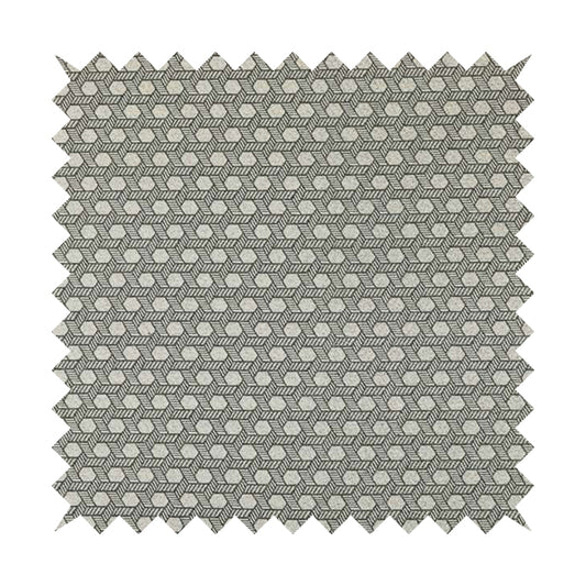 Elemental Collection Geometric Pattern Soft Wool Textured Grey White Colour Upholstery Fabric CTR-115