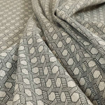 Elemental Collection Geometric Pattern Soft Wool Textured Grey White Colour Upholstery Fabric CTR-115 - Made To Measure Curtains