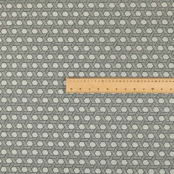 Elemental Collection Geometric Pattern Soft Wool Textured Grey White Colour Upholstery Fabric CTR-115 - Roman Blinds