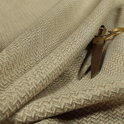 Majesty Herringbone Weave Chenille Cream Beige Colour Upholstery Furnishing Fabric CTR-1151