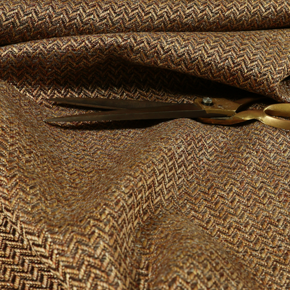 Majesty Herringbone Weave Chenille Bronze Brown Colour Upholstery Furnishing Fabric CTR-1153 - Roman Blinds