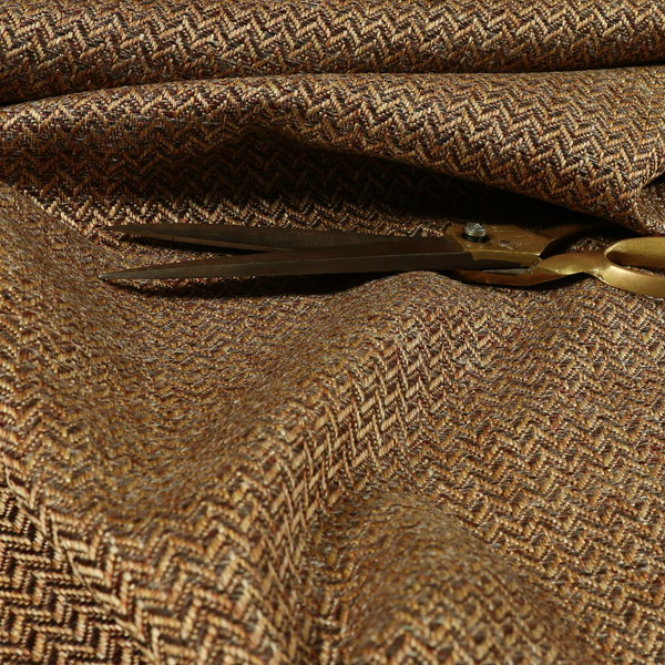 Majesty Herringbone Weave Chenille Bronze Brown Colour Upholstery Furnishing Fabric CTR-1153 - Made To Measure Curtains