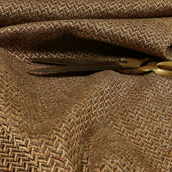 Majesty Herringbone Weave Chenille Bronze Brown Colour Upholstery Furnishing Fabric CTR-1153