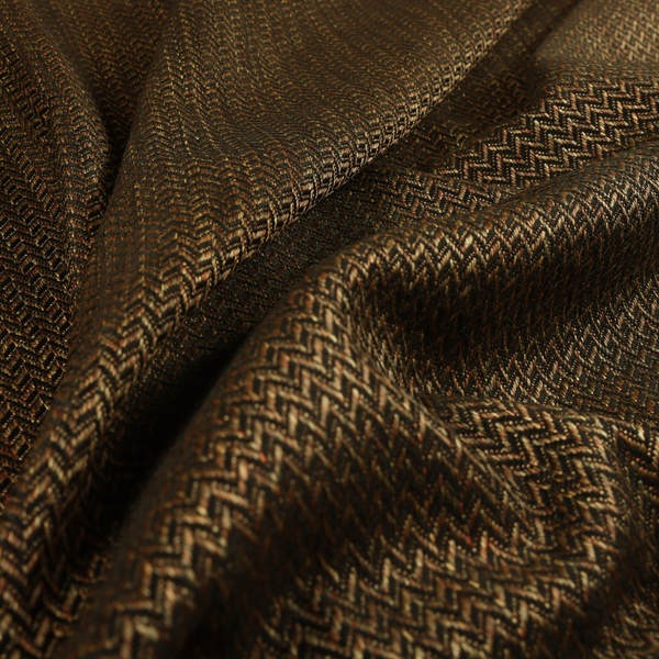Majesty Herringbone Weave Chenille Black Brown Colour Upholstery Furnishing Fabric CTR-1154 - Handmade Cushions