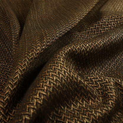 Majesty Herringbone Weave Chenille Black Brown Colour Upholstery Furnishing Fabric CTR-1154