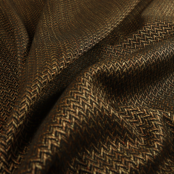 Majesty Herringbone Weave Chenille Black Brown Colour Upholstery Furnishing Fabric CTR-1154 - Made To Measure Curtains