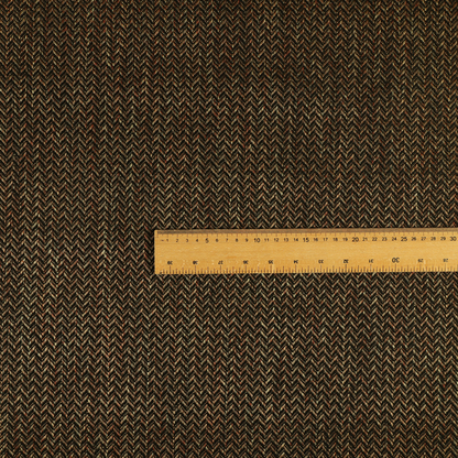 Majesty Herringbone Weave Chenille Black Brown Colour Upholstery Furnishing Fabric CTR-1154