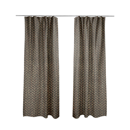 Majesty Herringbone Weave Chenille Black Brown Colour Upholstery Furnishing Fabric CTR-1154 - Made To Measure Curtains