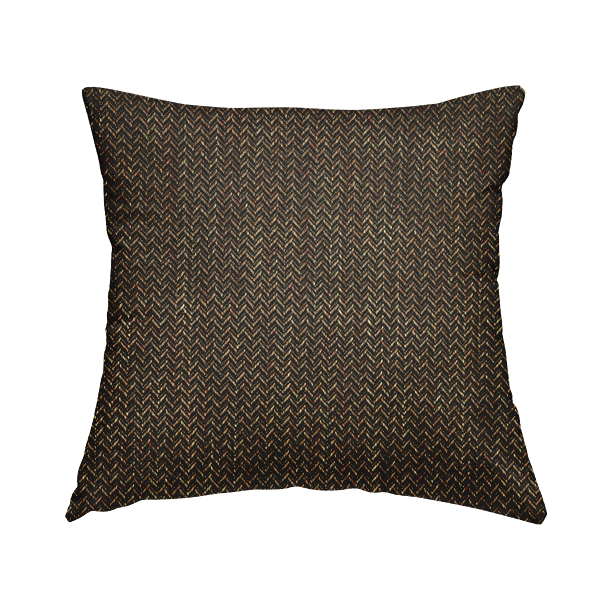 Majesty Herringbone Weave Chenille Black Brown Colour Upholstery Furnishing Fabric CTR-1154 - Handmade Cushions