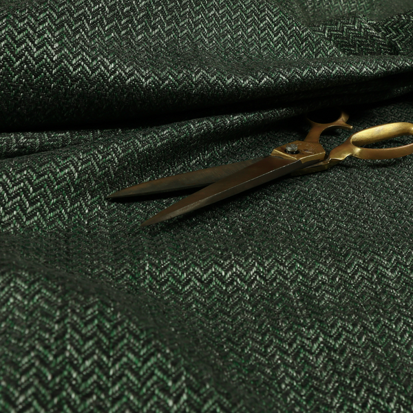 Majesty Herringbone Weave Chenille Green Colour Upholstery Furnishing Fabric CTR-1156