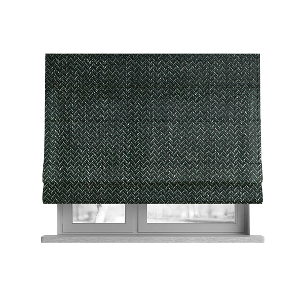 Majesty Herringbone Weave Chenille Green Colour Upholstery Furnishing Fabric CTR-1156 - Roman Blinds