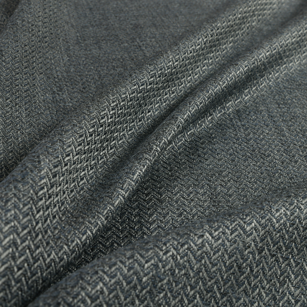 Majesty Herringbone Weave Chenille Blue Colour Upholstery Furnishing Fabric CTR-1157