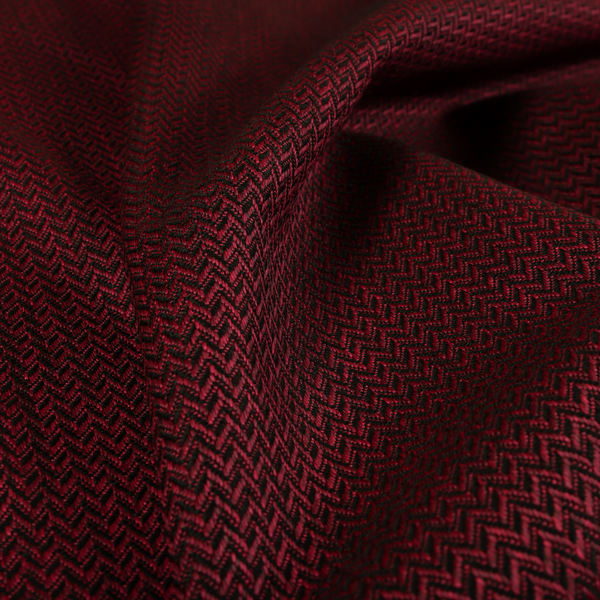 Majesty Herringbone Weave Chenille Red Black Colour Upholstery Furnishing Fabric CTR-1158 - Handmade Cushions