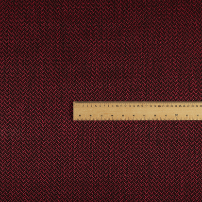 Majesty Herringbone Weave Chenille Red Black Colour Upholstery Furnishing Fabric CTR-1158 - Made To Measure Curtains