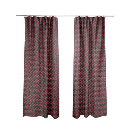 Majesty Herringbone Weave Chenille Red Black Colour Upholstery Furnishing Fabric CTR-1158 - Made To Measure Curtains