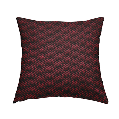 Majesty Herringbone Weave Chenille Red Black Colour Upholstery Furnishing Fabric CTR-1158 - Handmade Cushions