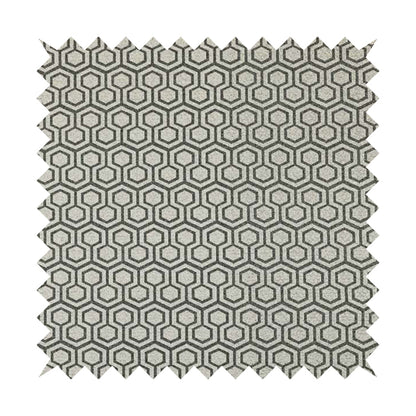 Elemental Collection Hexagon Pattern Soft Wool Textured Grey White Colour Upholstery Fabric CTR-116 - Made To Measure Curtains