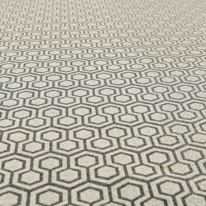 Elemental Collection Hexagon Pattern Soft Wool Textured Grey White Colour Upholstery Fabric CTR-116 - Handmade Cushions