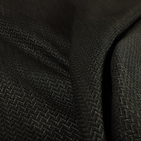 Majesty Herringbone Weave Chenille Black Colour Upholstery Furnishing Fabric CTR-1160 - Made To Measure Curtains