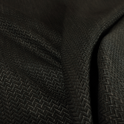 Majesty Herringbone Weave Chenille Black Colour Upholstery Furnishing Fabric CTR-1160 - Made To Measure Curtains