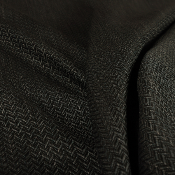 Majesty Herringbone Weave Chenille Black Colour Upholstery Furnishing Fabric CTR-1160