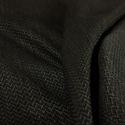 Majesty Herringbone Weave Chenille Black Colour Upholstery Furnishing Fabric CTR-1160 - Handmade Cushions