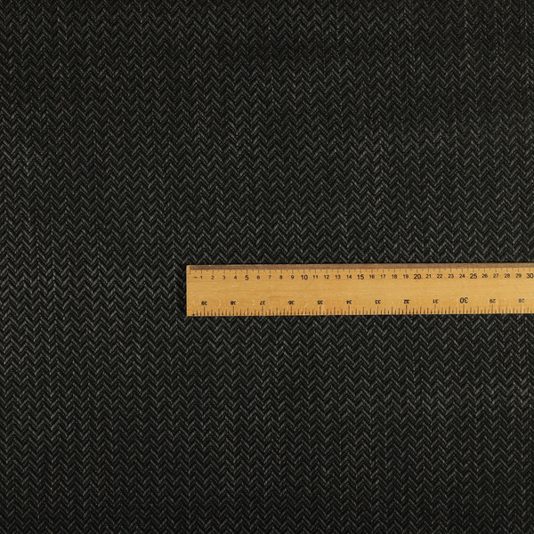 Majesty Herringbone Weave Chenille Black Colour Upholstery Furnishing Fabric CTR-1160