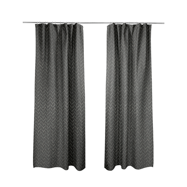 Majesty Herringbone Weave Chenille Black Colour Upholstery Furnishing Fabric CTR-1160 - Made To Measure Curtains