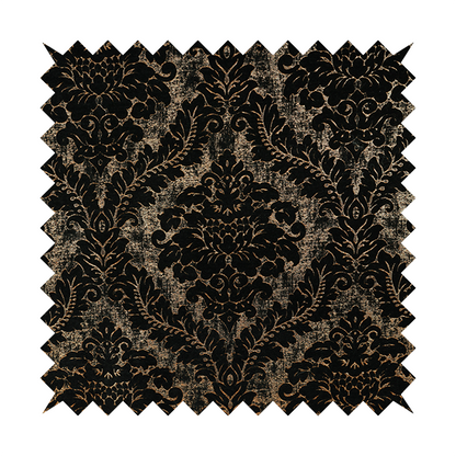 Kimberley Damask Pattern Soft Chenille Upholstery Fabric In Black Colour CTR-1161 - Roman Blinds