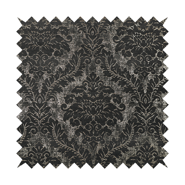 Kimberley Damask Pattern Soft Chenille Upholstery Fabric In Grey Colour CTR-1162 - Made To Measure Curtains