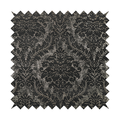 Kimberley Damask Pattern Soft Chenille Upholstery Fabric In Grey Colour CTR-1162