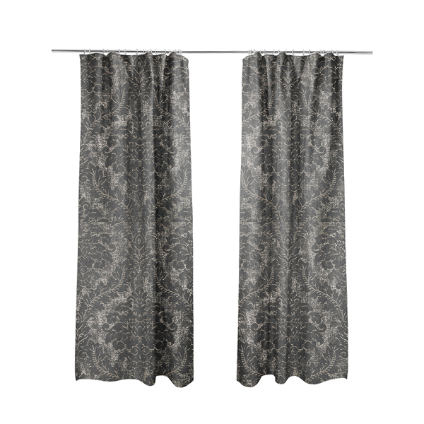 Kimberley Damask Pattern Soft Chenille Upholstery Fabric In Grey Colour CTR-1162 - Made To Measure Curtains