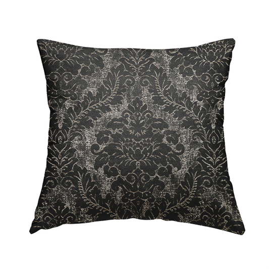 Kimberley Damask Pattern Soft Chenille Upholstery Fabric In Grey Colour CTR-1162 - Handmade Cushions