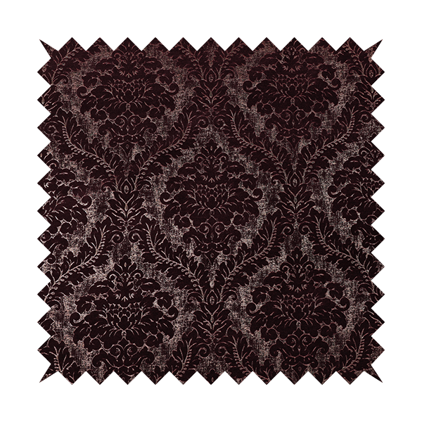 Kimberley Damask Pattern Soft Chenille Upholstery Fabric In Maroon Red Colour CTR-1163 - Roman Blinds