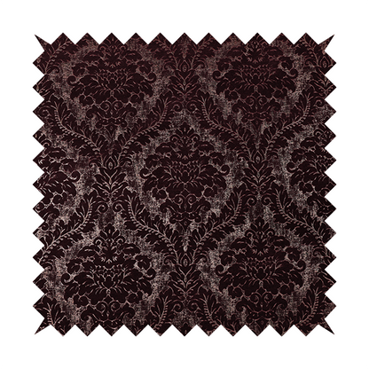 Kimberley Damask Pattern Soft Chenille Upholstery Fabric In Maroon Red Colour CTR-1163 - Roman Blinds