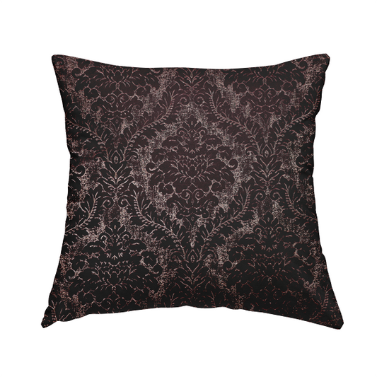 Kimberley Damask Pattern Soft Chenille Upholstery Fabric In Maroon Red Colour CTR-1163 - Handmade Cushions