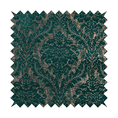 Kimberley Damask Pattern Soft Chenille Upholstery Fabric In Teal Colour CTR-1164 - Made To Measure Curtains