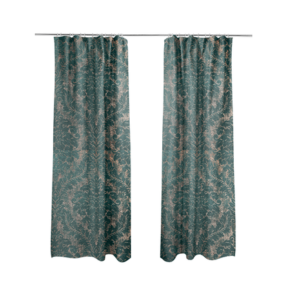 Kimberley Damask Pattern Soft Chenille Upholstery Fabric In Teal Colour CTR-1164 - Made To Measure Curtains