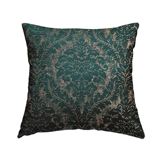 Kimberley Damask Pattern Soft Chenille Upholstery Fabric In Teal Colour CTR-1164 - Handmade Cushions