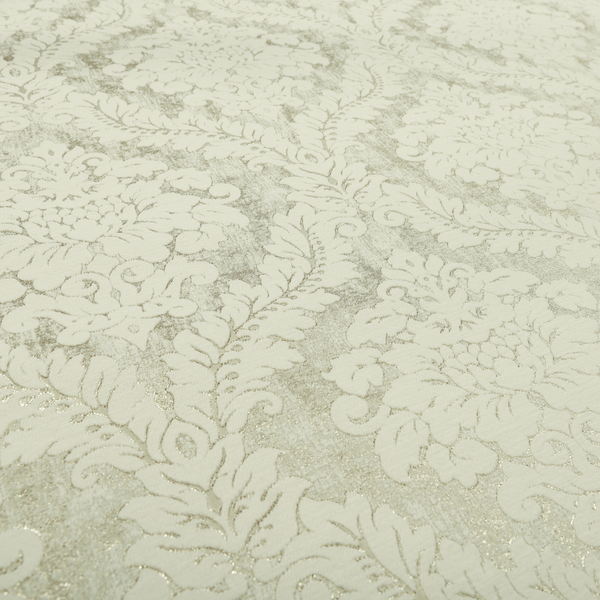 Kimberley Damask Pattern Soft Chenille Upholstery Fabric In Cream Colour CTR-1165 - Handmade Cushions