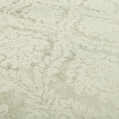 Kimberley Damask Pattern Soft Chenille Upholstery Fabric In Cream Colour CTR-1165