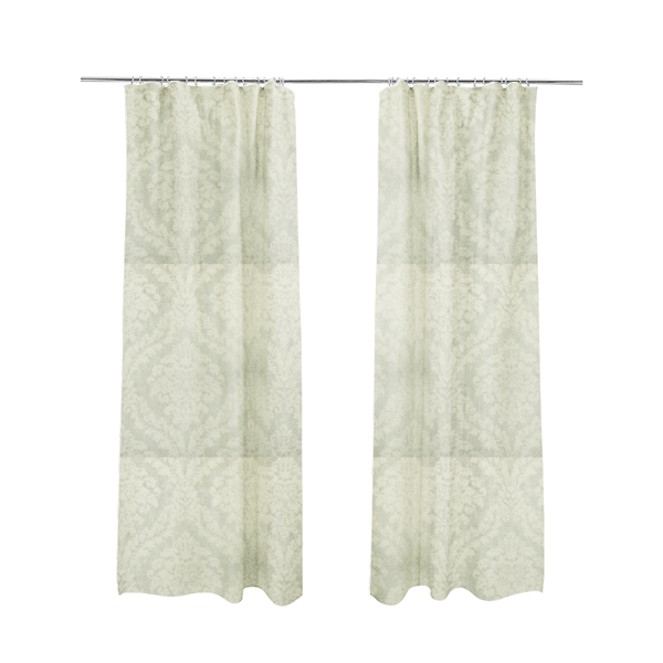 Kimberley Damask Pattern Soft Chenille Upholstery Fabric In Cream Colour CTR-1165 - Made To Measure Curtains