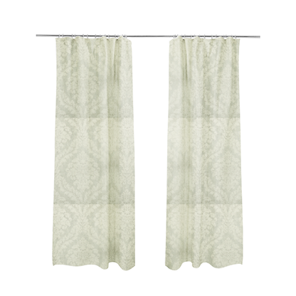 Kimberley Damask Pattern Soft Chenille Upholstery Fabric In Cream Colour CTR-1165 - Made To Measure Curtains