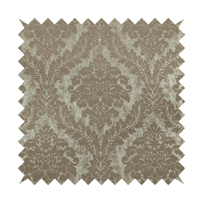 Kimberley Damask Pattern Soft Chenille Upholstery Fabric In Brown Colour CTR-1166 - Handmade Cushions