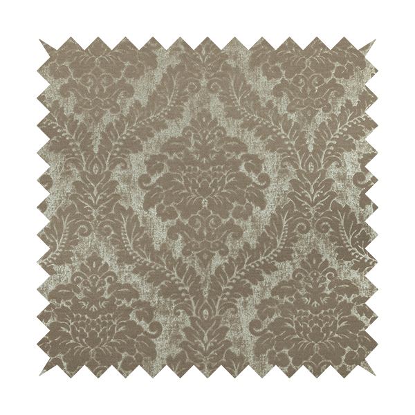 Kimberley Damask Pattern Soft Chenille Upholstery Fabric In Brown Colour CTR-1166 - Made To Measure Curtains