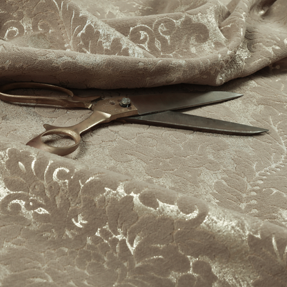 Kimberley Damask Pattern Soft Chenille Upholstery Fabric In Brown Colour CTR-1166 - Roman Blinds