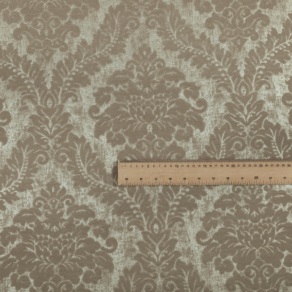 Kimberley Damask Pattern Soft Chenille Upholstery Fabric In Brown Colour CTR-1166 - Made To Measure Curtains