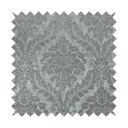 Kimberley Damask Pattern Soft Chenille Upholstery Fabric In Silver Colour CTR-1167 - Made To Measure Curtains