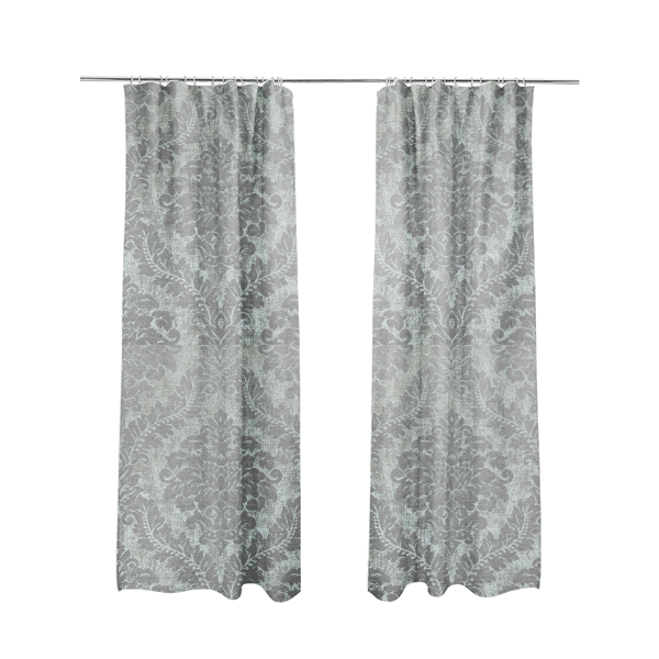 Kimberley Damask Pattern Soft Chenille Upholstery Fabric In Silver Colour CTR-1167 - Made To Measure Curtains